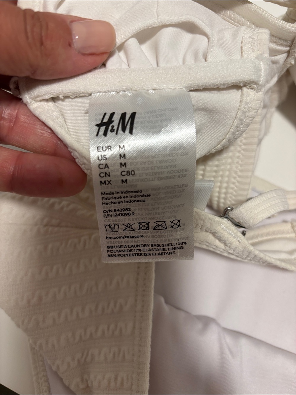 H&M Cream Ribbed Bikini Set - Picture 2 of 3